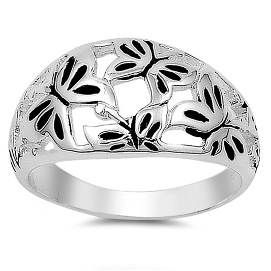 Antiqued Butterfly Friendship Cute Ring New .925 Sterling Silver Band Sizes 6-10