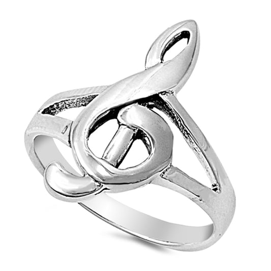Wide Music Note Treble Clef Ring New .925 Sterling Silver Band Sizes 5-10