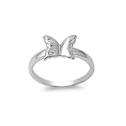 Cute Simple Small Butterfly Animal Ring New .925 Sterling Silver Band Sizes 4-12