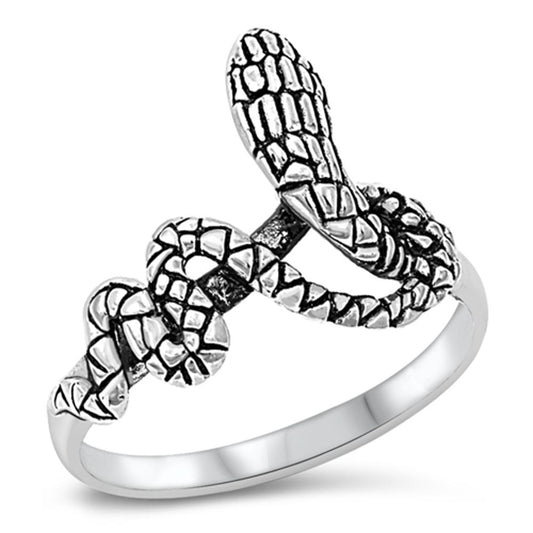 Oxidized Snake Coil Biker Scale Ring New .925 Sterling Silver Band Sizes 4-11