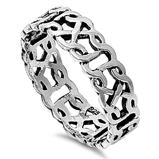 Antiqued Celtic Knot Eternity Wedding Ring .925 Sterling Silver Band Sizes 4-13