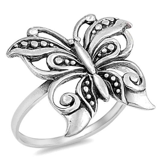 Antiqued Filigree Butterfly Boho Ring New .925 Sterling Silver Band Sizes 5-10