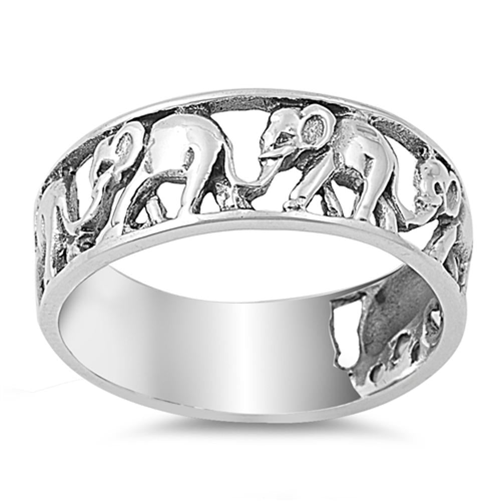 Sterling Silver Elephant Fashion Ring Wholesale 925 Band 7mm Sizes 4-13