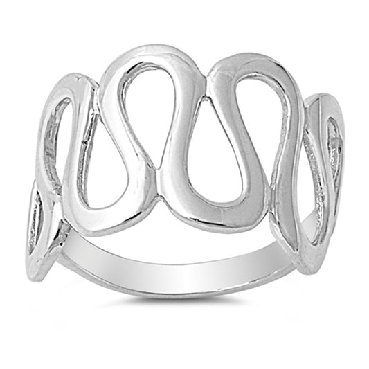 Wave Spiral Loop Criss Cross Cute Ring New .925 Sterling Silver Band Sizes 5-12