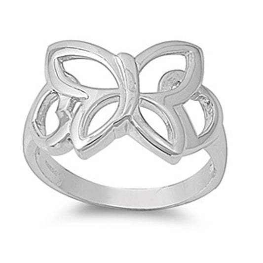 Simple Butterfly Cutout Filigree Wings Ring .925 Sterling Silver Band Sizes 4-11