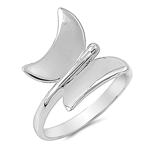 Butterfly Animal Cute Plain Wings Ring New .925 Sterling Silver Band Sizes 4-11