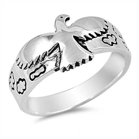 Antiqued Bird Hawk Cloud Soaring Ring New .925 Sterling Silver Band Sizes 5-11