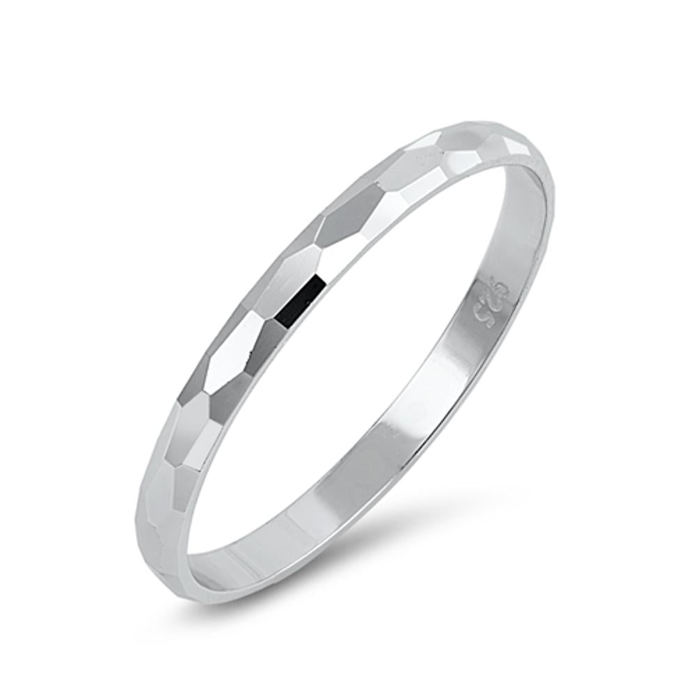 Stackable Hammered Design 2mm Eternity Ring .925 Sterling Silver Band Sizes 2-12