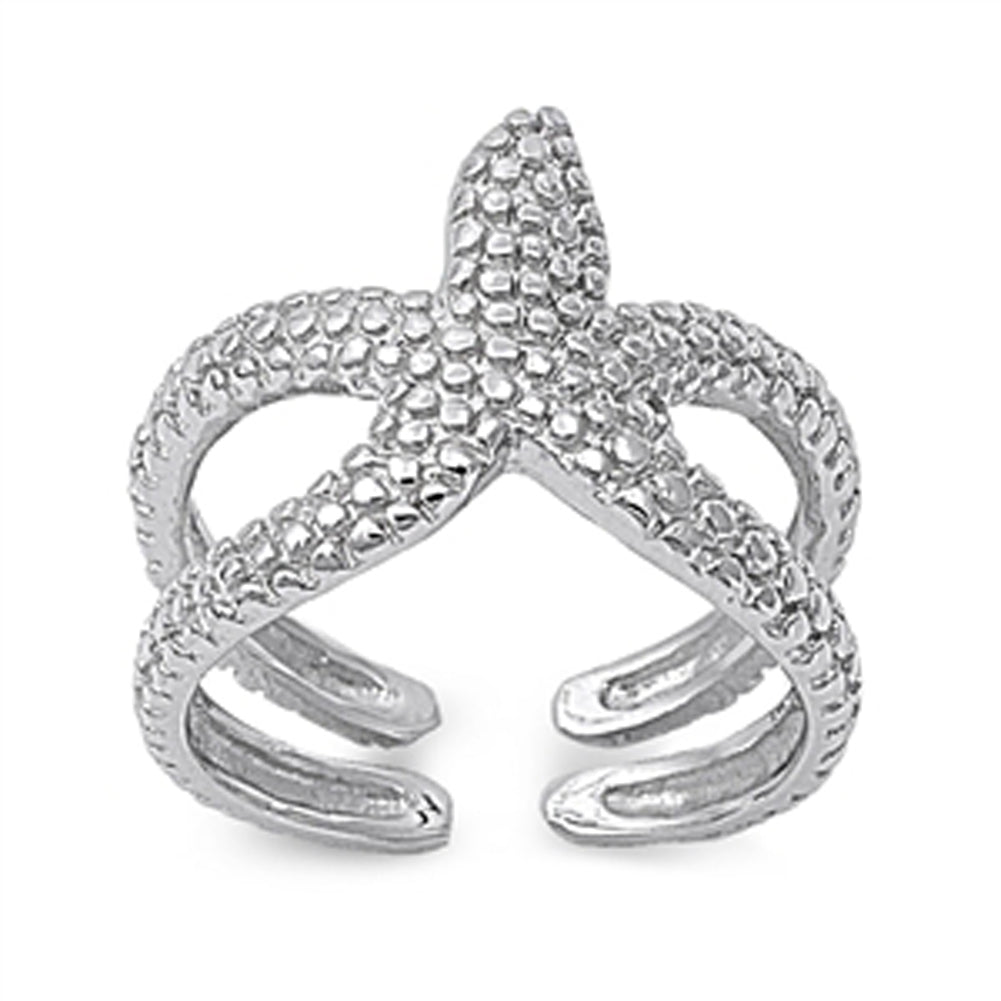 Beaded Starfish Open Prong Cute Ring New .925 Sterling Silver Band Sizes 4-10