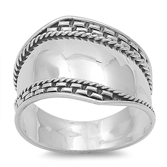 Bali Rope Polished Thumb Unique Ring New .925 Sterling Silver Band Sizes 5-13