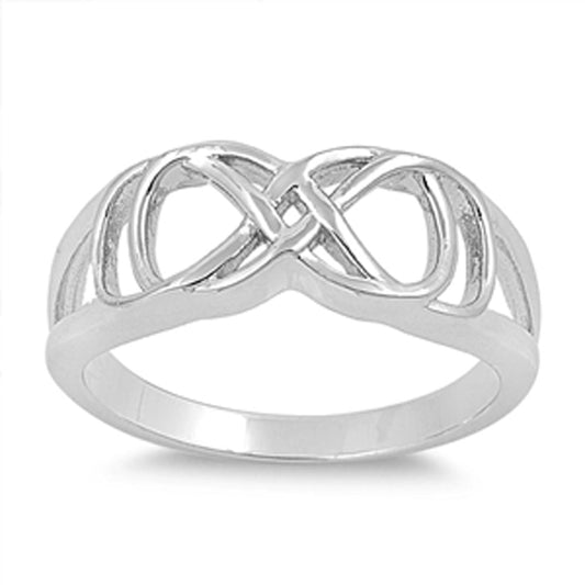 Celtic Lock Criss Cross Infinity Knot Ring 925 Sterling Silver Band Sizes 5-9