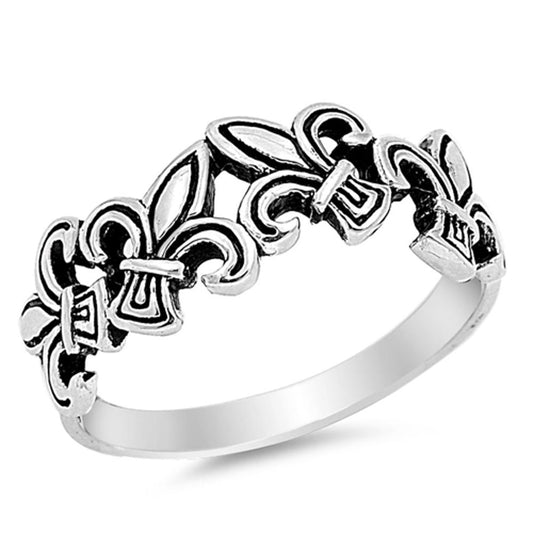 Women's Fleur De Lis Fashion Cute Ring New .925 Sterling Silver Band Sizes 4-12