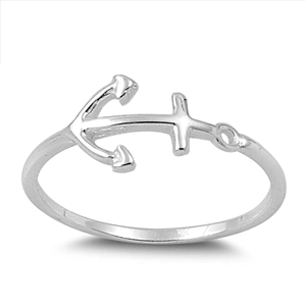 Women's Anchor Fashion Beautiful Ring New .925 Sterling Silver Band Sizes 2-13