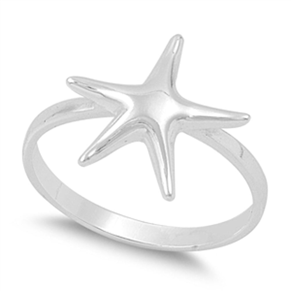 Women's Ocean Starfish Fish Promise Ring New 925 Sterling Silver Band Sizes 4-10