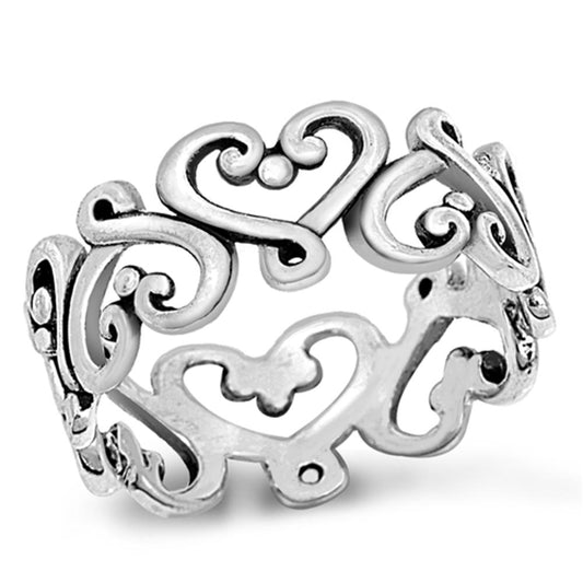Women's Heart Eternity Promise Ring New .925 Sterling Silver Band Sizes 4-13
