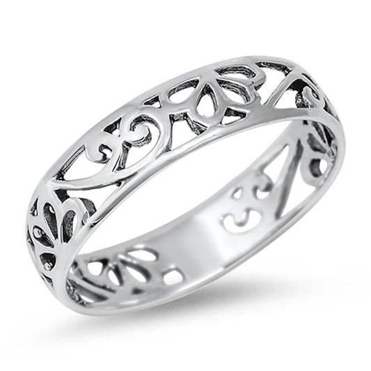 Women's Cutout Filigree Design Cute Ring New 925 Sterling Silver Band Sizes 4-13
