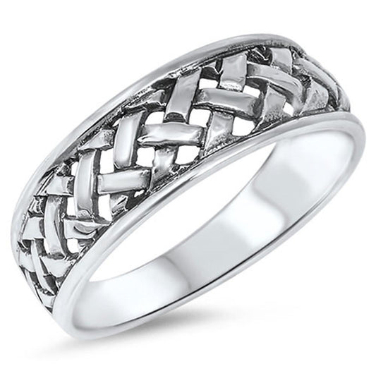 Women's Weave Basket Fashion Ring New .925 Sterling Silver Band Sizes 4-12