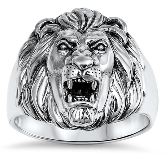 Men's Great Lion Roar King Mane Ring New .925 Sterling Silver Band Sizes 8-13