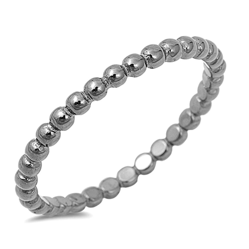 Black-Tone Ball Bead Ring New .925 Sterling Silver Band Sizes 4-10