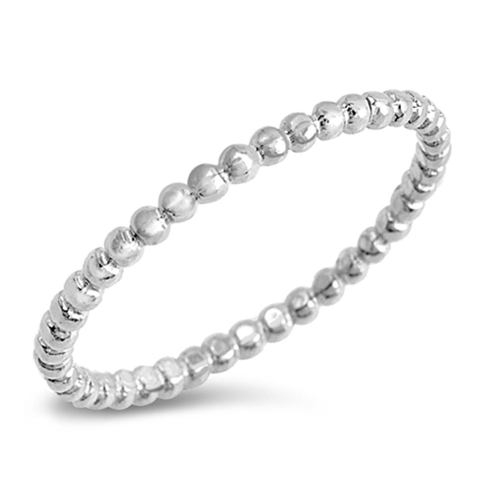 Stackable Ball Bead Eternity Unique Ring New 925 Sterling Silver Band Sizes 2-10