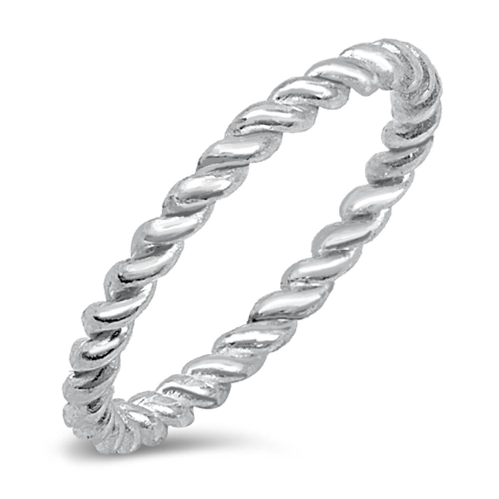 Sterling Silver Rope Chain Design Eternity Band Ring .925 New Sizes 4-10