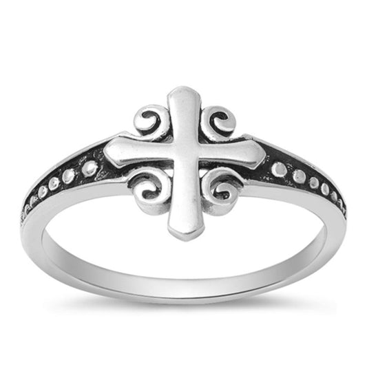 Women's Cross Classic Ring New .925 Sterling Silver Bali Band Sizes 4-10