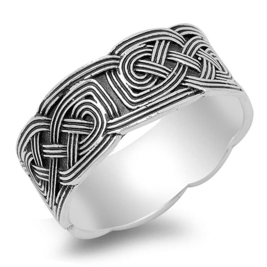 Women's Designer Weave Knot Eternity Ring .925 Sterling Silver Band Sizes 5-14
