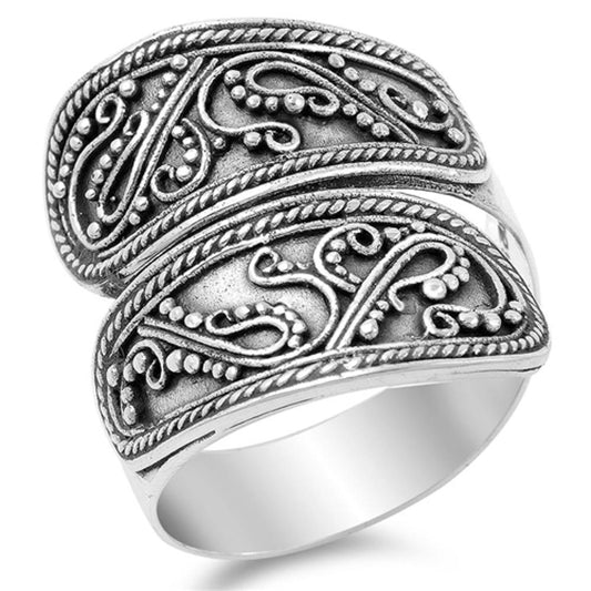 Women's Bali Rope Design Wrap Ring New .925 Sterling Silver Band Sizes 6-10