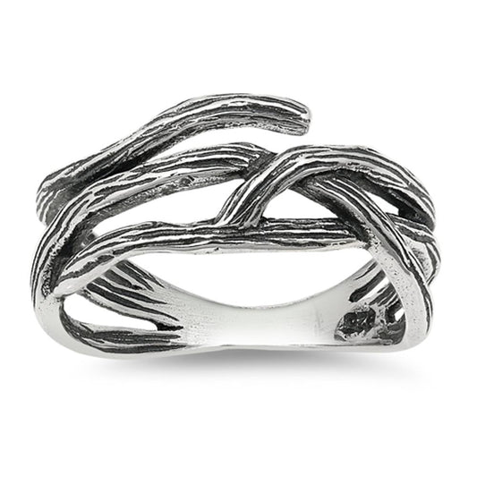 Women's Tree Branch Fashion Wood Ring New .925 Sterling Silver Band Sizes 5-10
