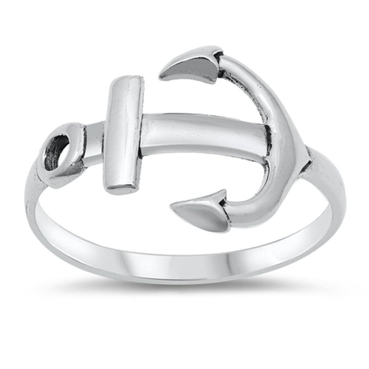 Women's Anchor Fashion Polished Ring New .925 Sterling Silver Band Sizes 5-10