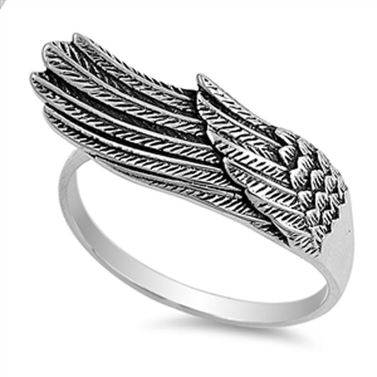 Angel Wing Biker Ring New .925 Sterling Silver Fast Band Sizes 5-12