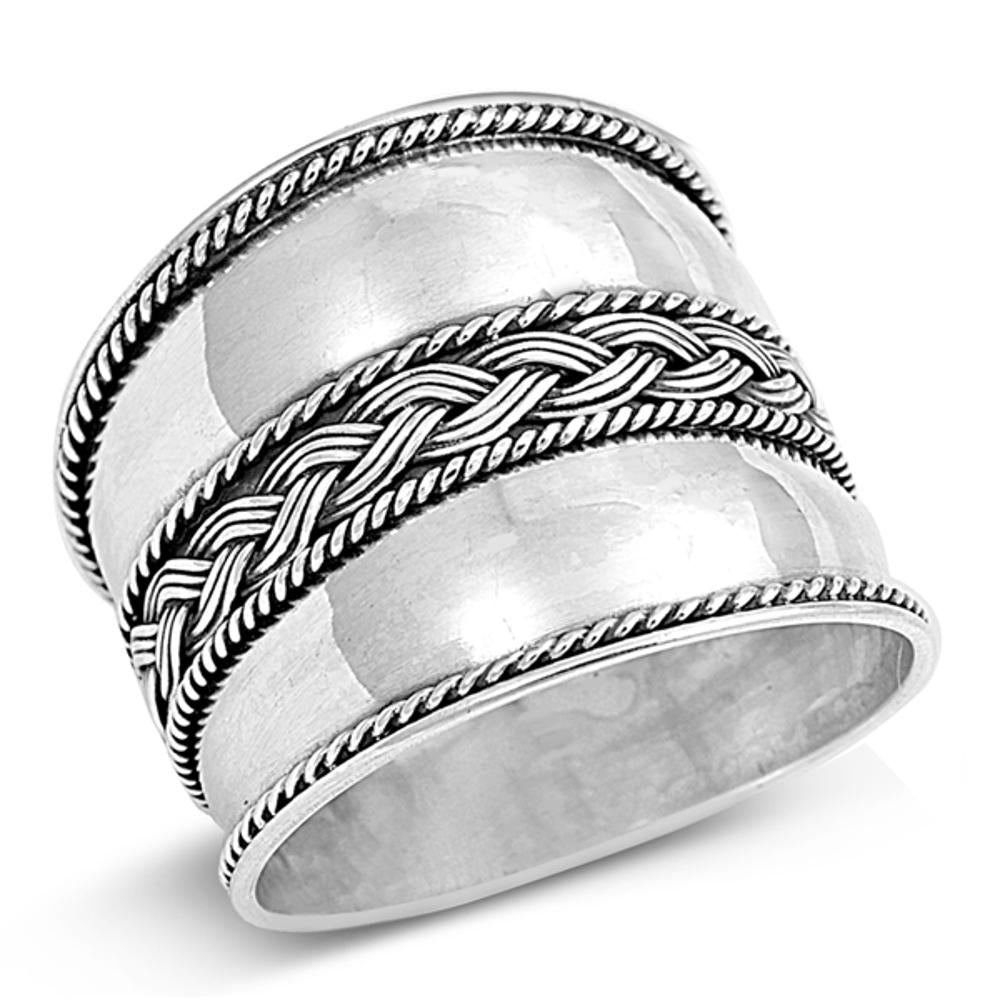 Women's Bali Fashion Ring New .925 Sterling Silver Rope Design Band Sizes 5-12