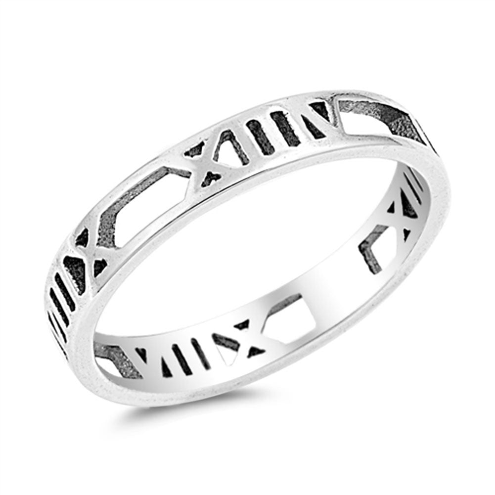 Roman Numeral Wholesale Eternity Ring .925 Sterling Silver Men's Band Sizes 4-10