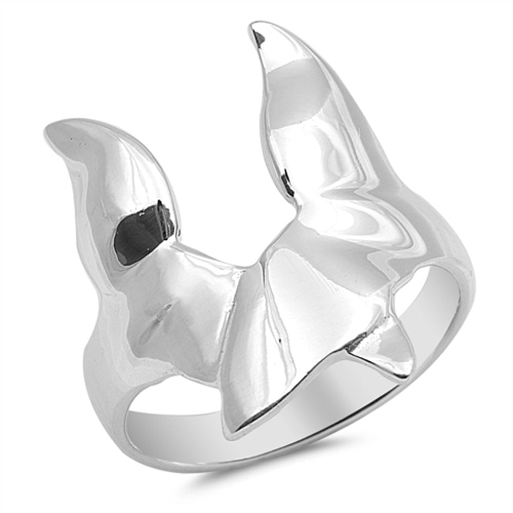 Unique Overlapping Whale Tails Ocean Animal Ring New .925 Sterling Silver Band Sizes 5-10