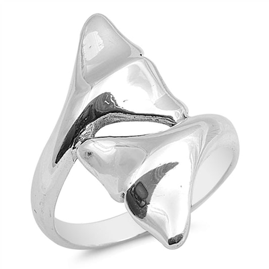 Double Whale Tail Cute Fashion Ring New .925 Sterling Silver Band Sizes 5-10