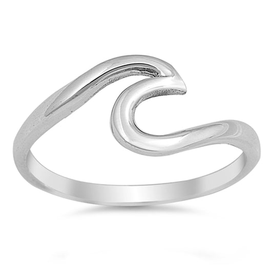 Wave Polished Cute Fashion Ring New .925 Sterling Silver Toe Band Sizes 2-10