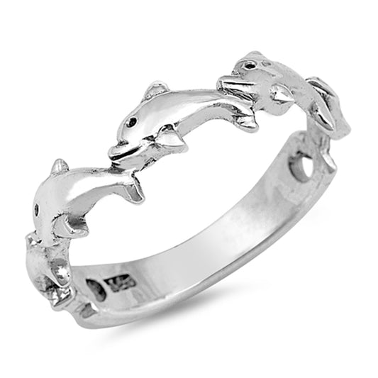 Dolphin Cute Girl's Ring New .925 Sterling Silver Toe Band Sizes 2-9