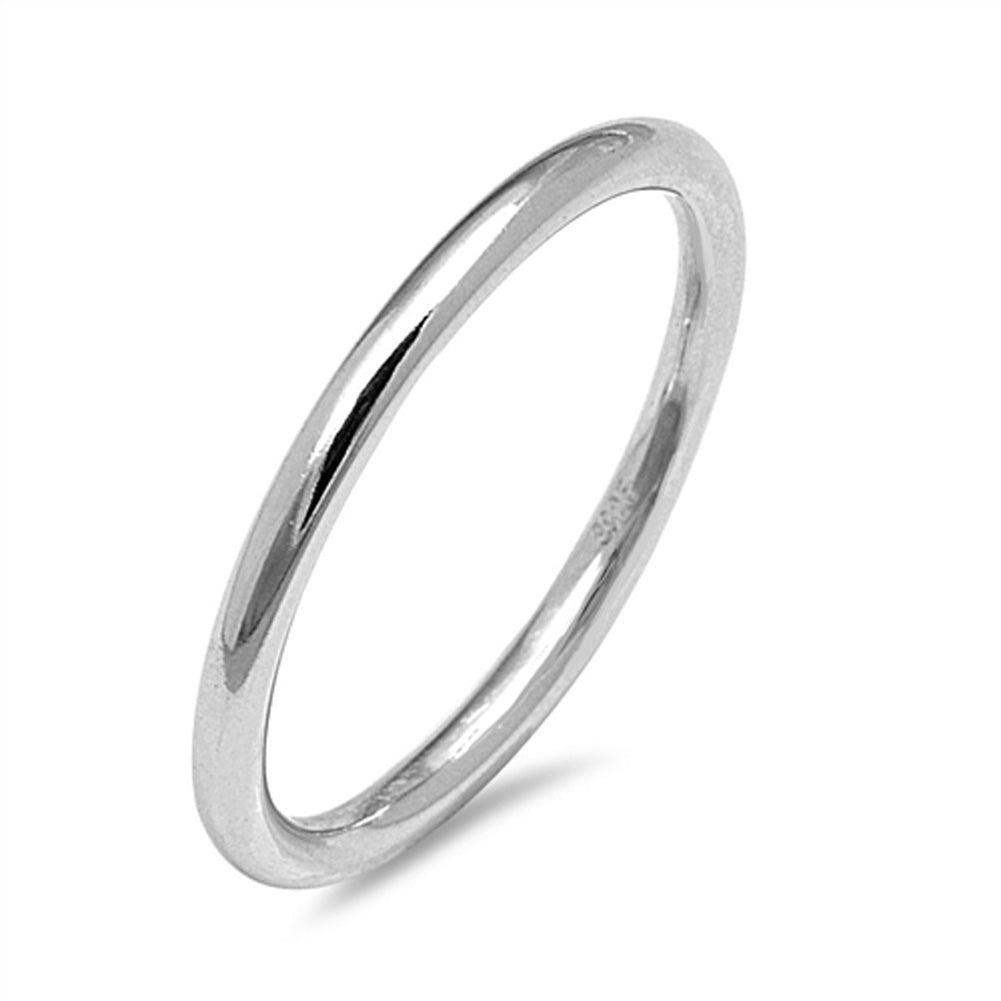 Round Wedding Ring New .925 Sterling Silver Thin 2mm Thumb Band Sizes 2-13