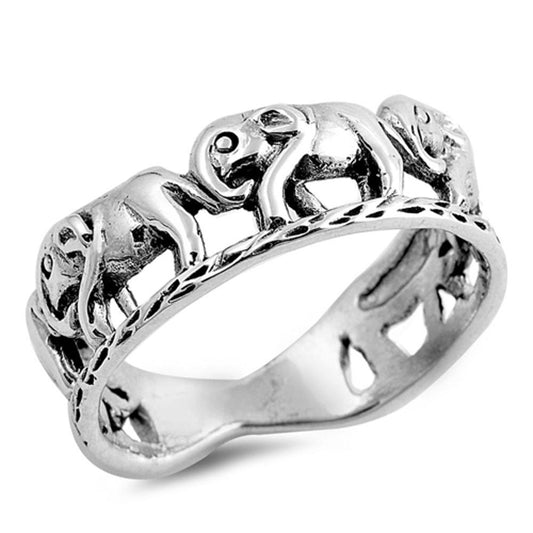 Elephant Ring New .925 Sterling Silver Animal Band Sizes 6-10