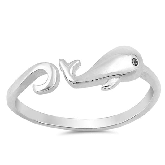 Open Whale Fish Swirl Cute Fashion Ring New .925 Sterling Silver Band Sizes 4-10