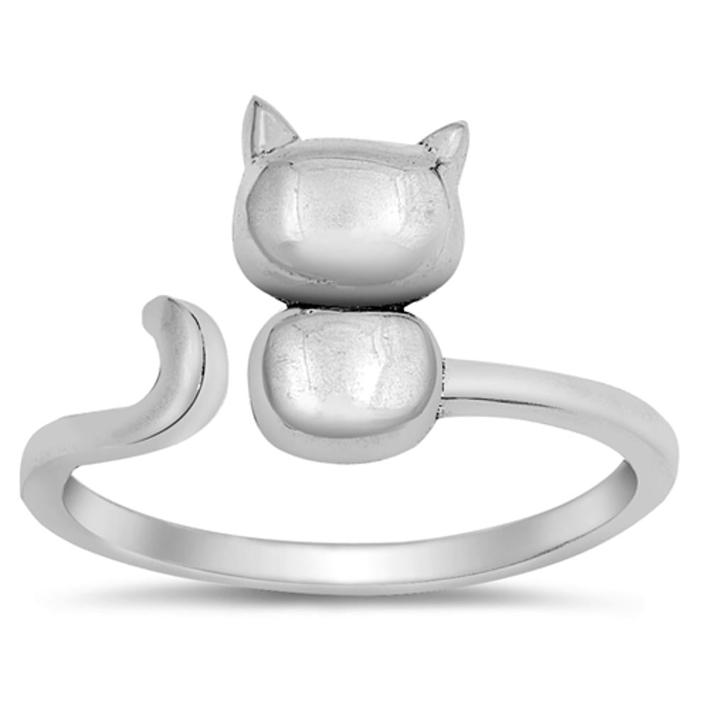 Open Cat Kitten Pet Animal Cute Ring New .925 Sterling Silver Band Sizes 4-12