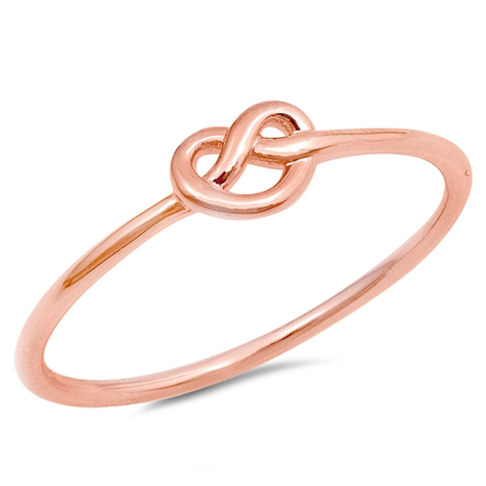 Rose Gold-Tone Infinity Heart Knot Ring New .925 Sterling Silver Band Sizes 3-12
