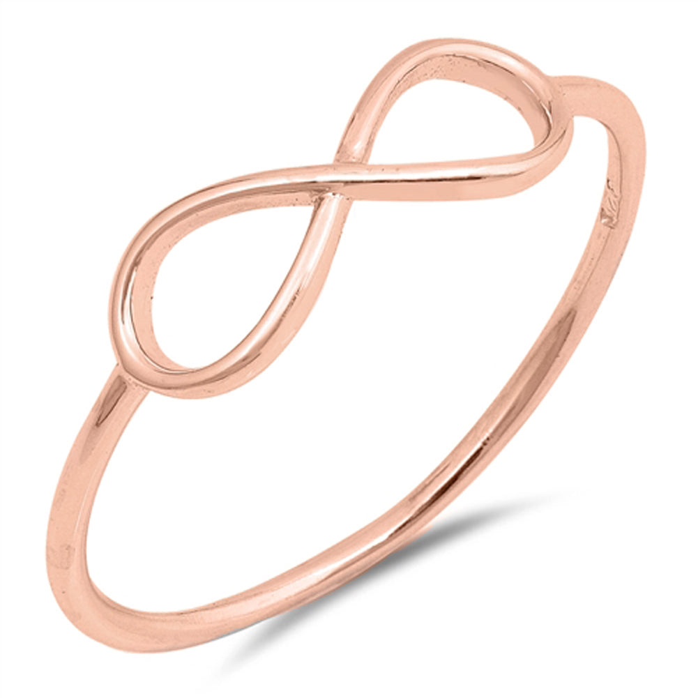 Rose Gold-Tone Infinity Dainty Midi Ring .925 Sterling Silver Band Sizes 3-13