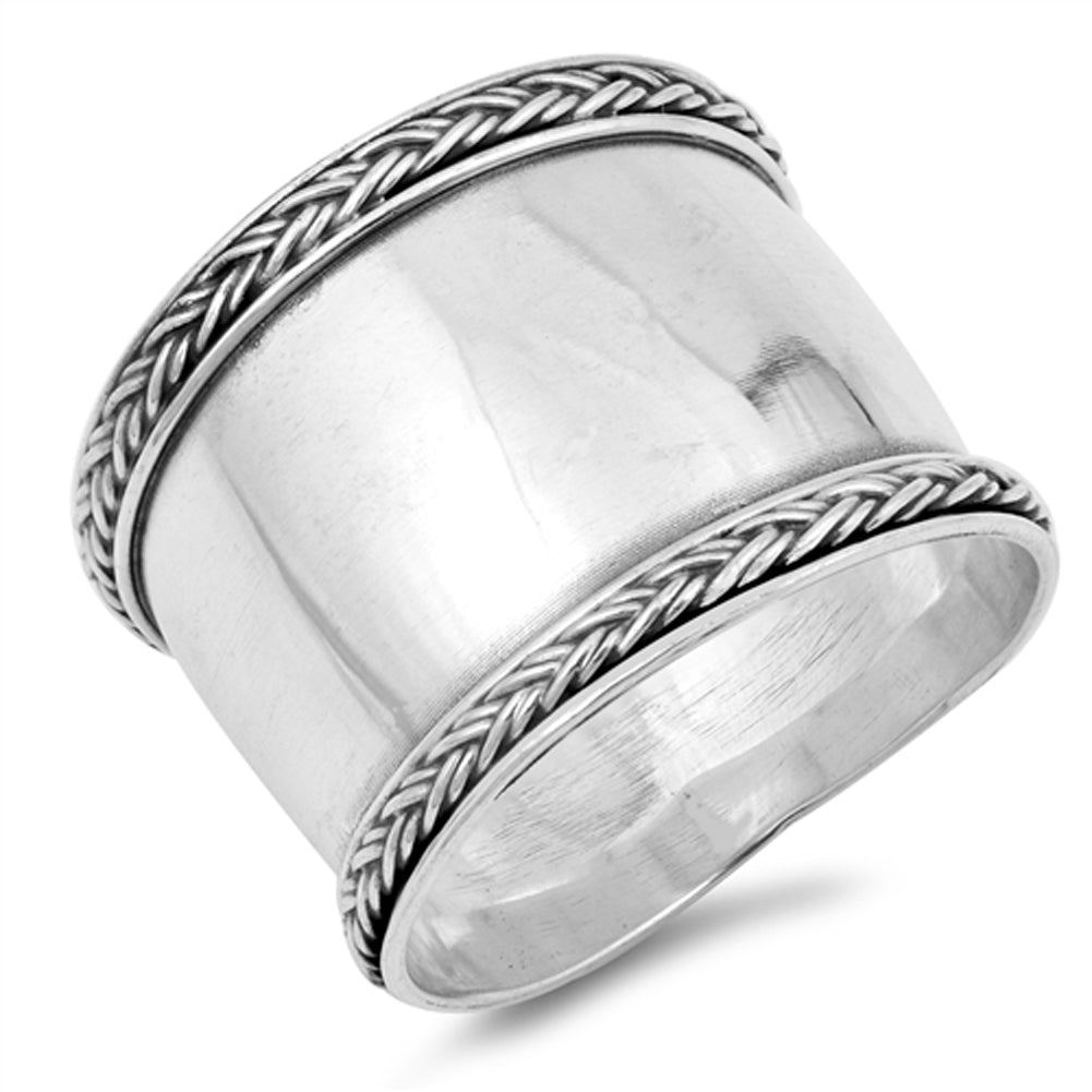 Handmade Wide Bali Rope Milgrain Ring .925 Sterling Silver Thin Band Sizes 5-12