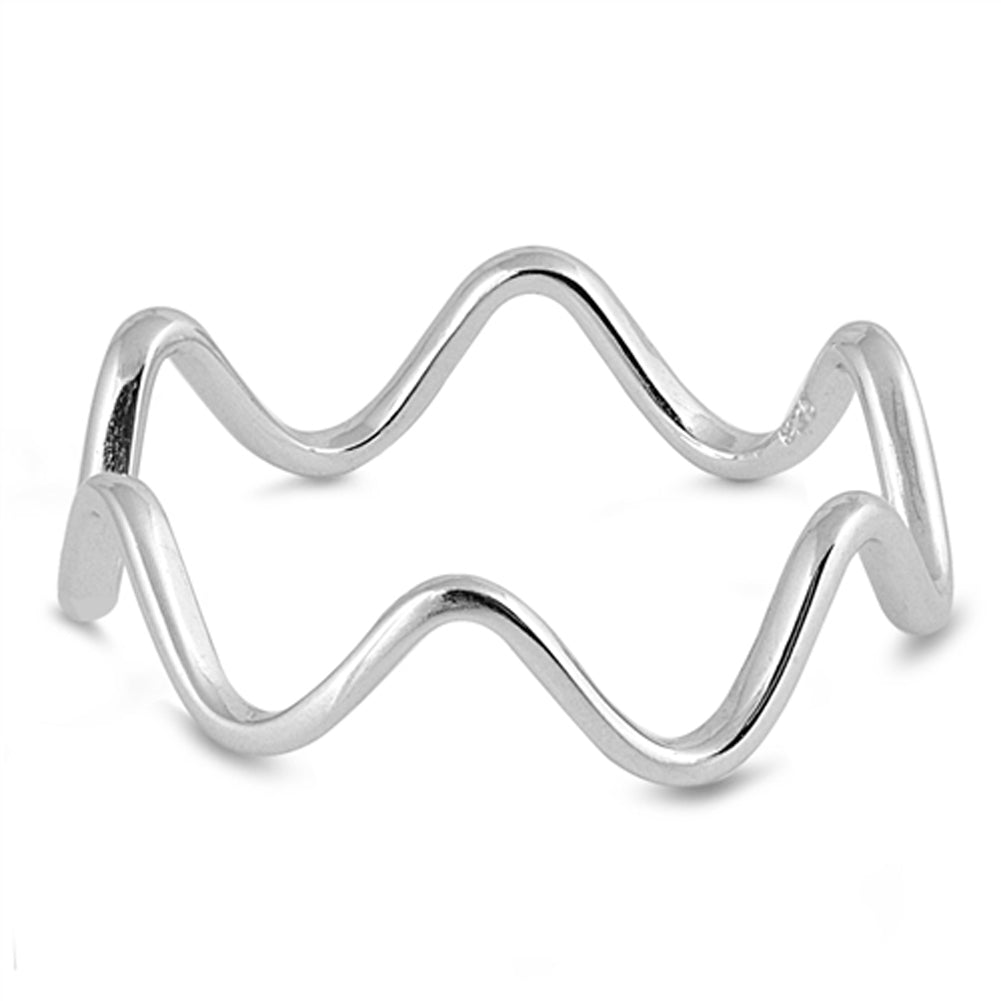 Eternity Wave Stackable Beautiful Ring New .925 Sterling Silver Band Sizes 4-13