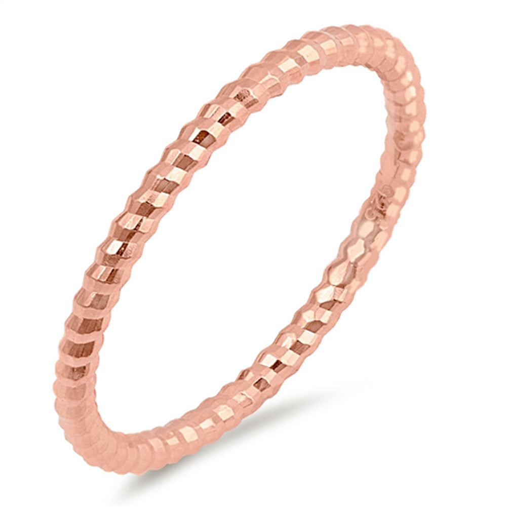 Rose Gold-Tone Diamond-Cut Stackable Ring .925 Sterling Silver Band Sizes 2-10