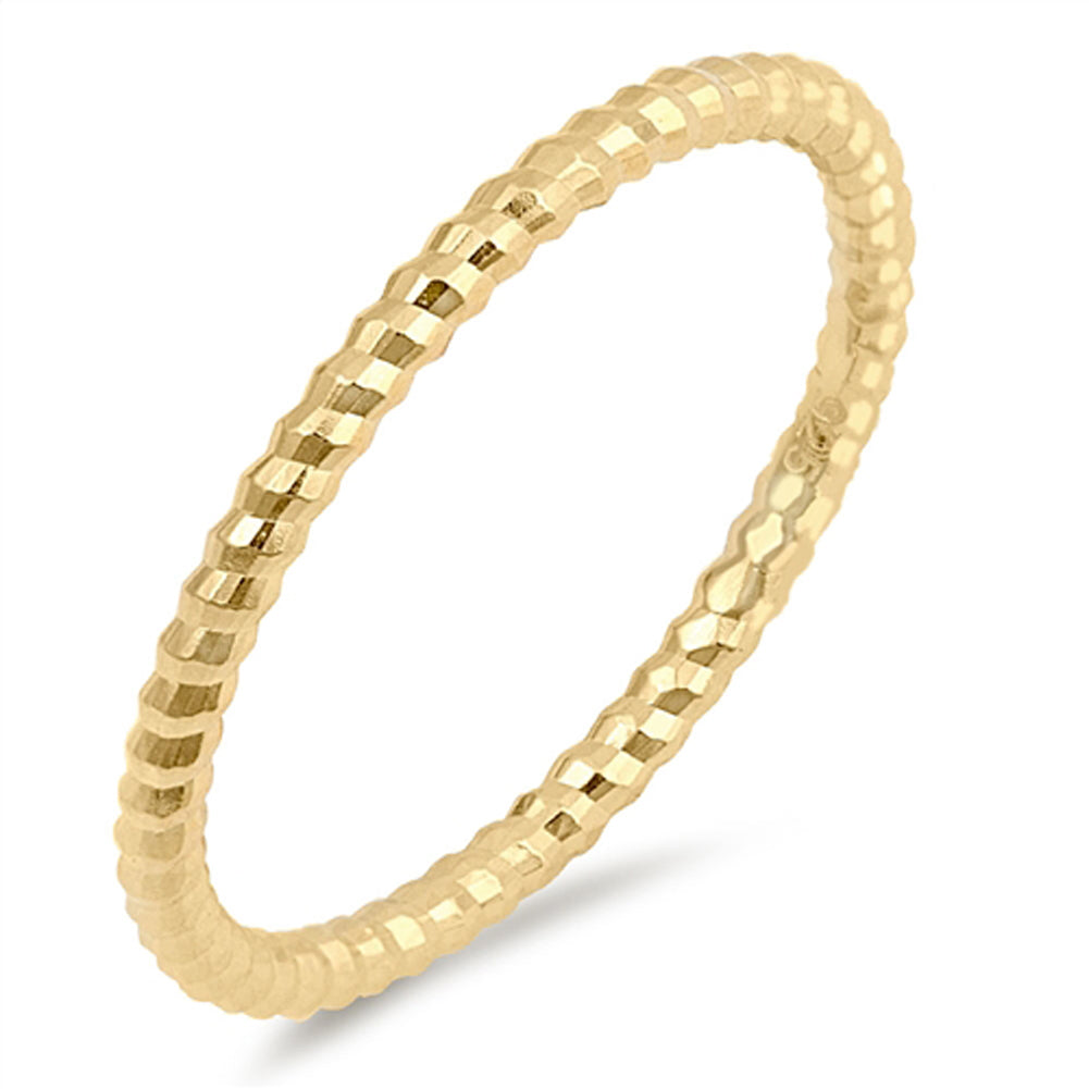 Gold-Tone Diamond-Cut Stackable Ring New .925 Sterling Silver Band Sizes 2-10