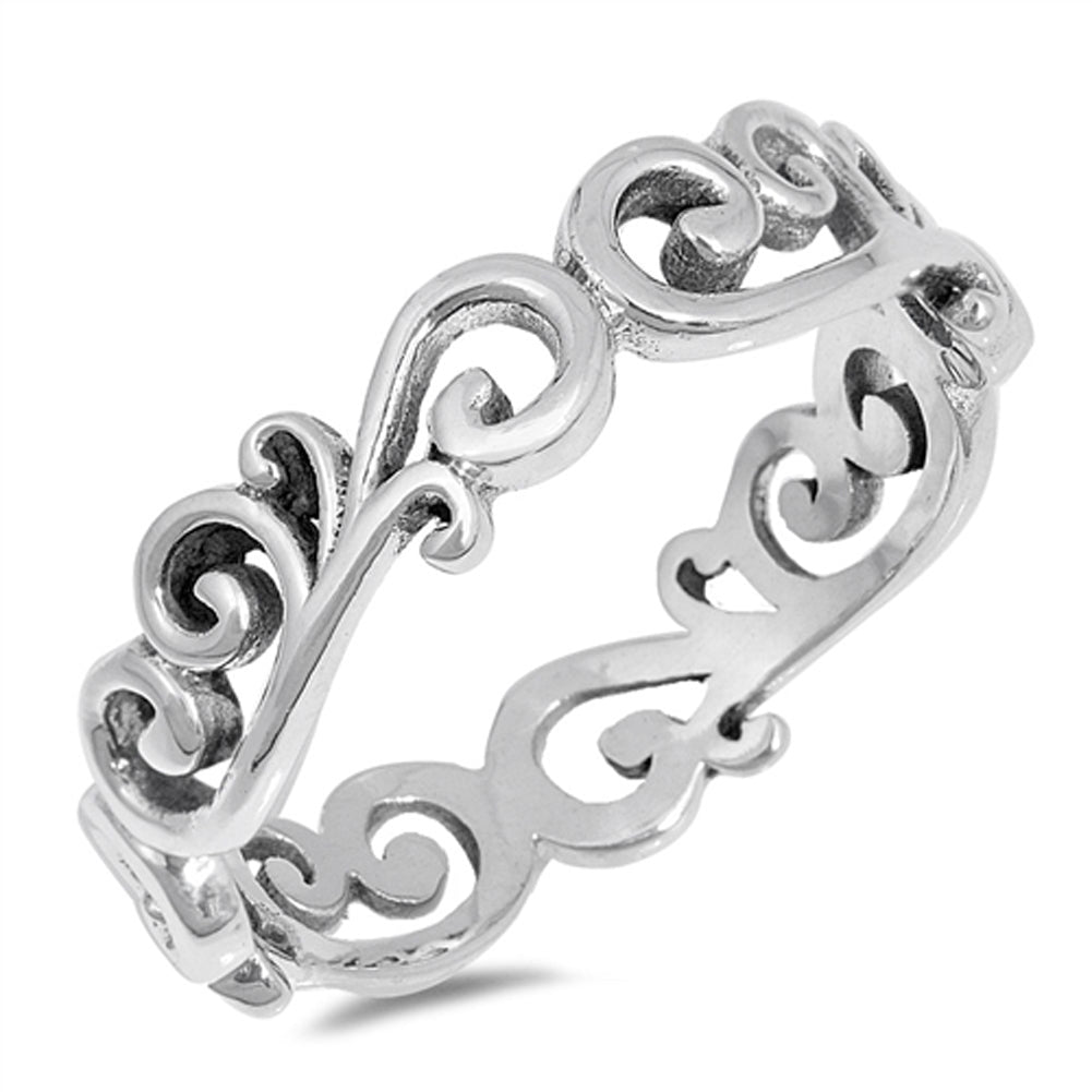 Eternity Filigree Swirl Cutout Ring New .925 Sterling Silver Band Sizes 4-10