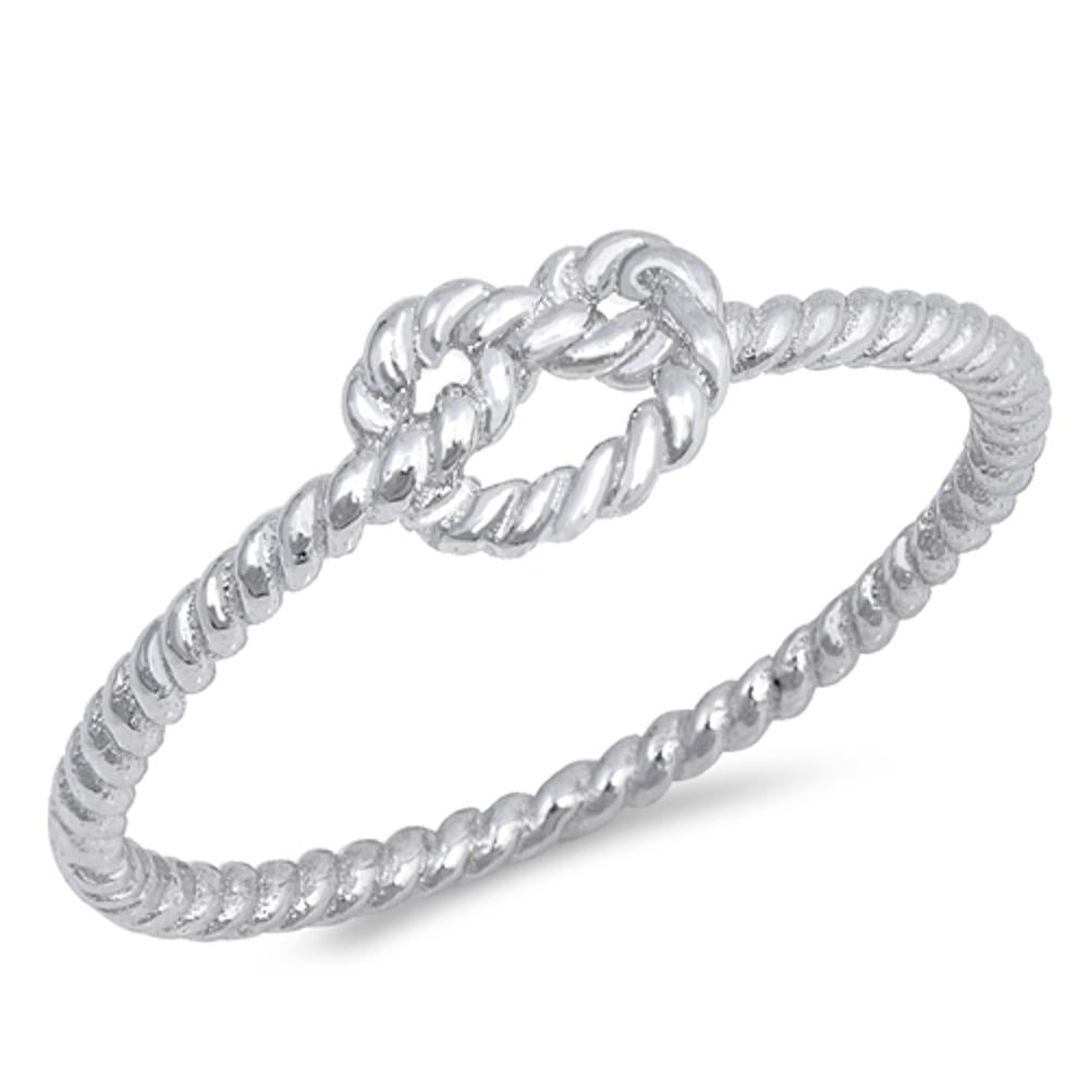 High Polish Rope Twist Infinity Love Knot .925 Sterling Silver Ring Sizes 4-12