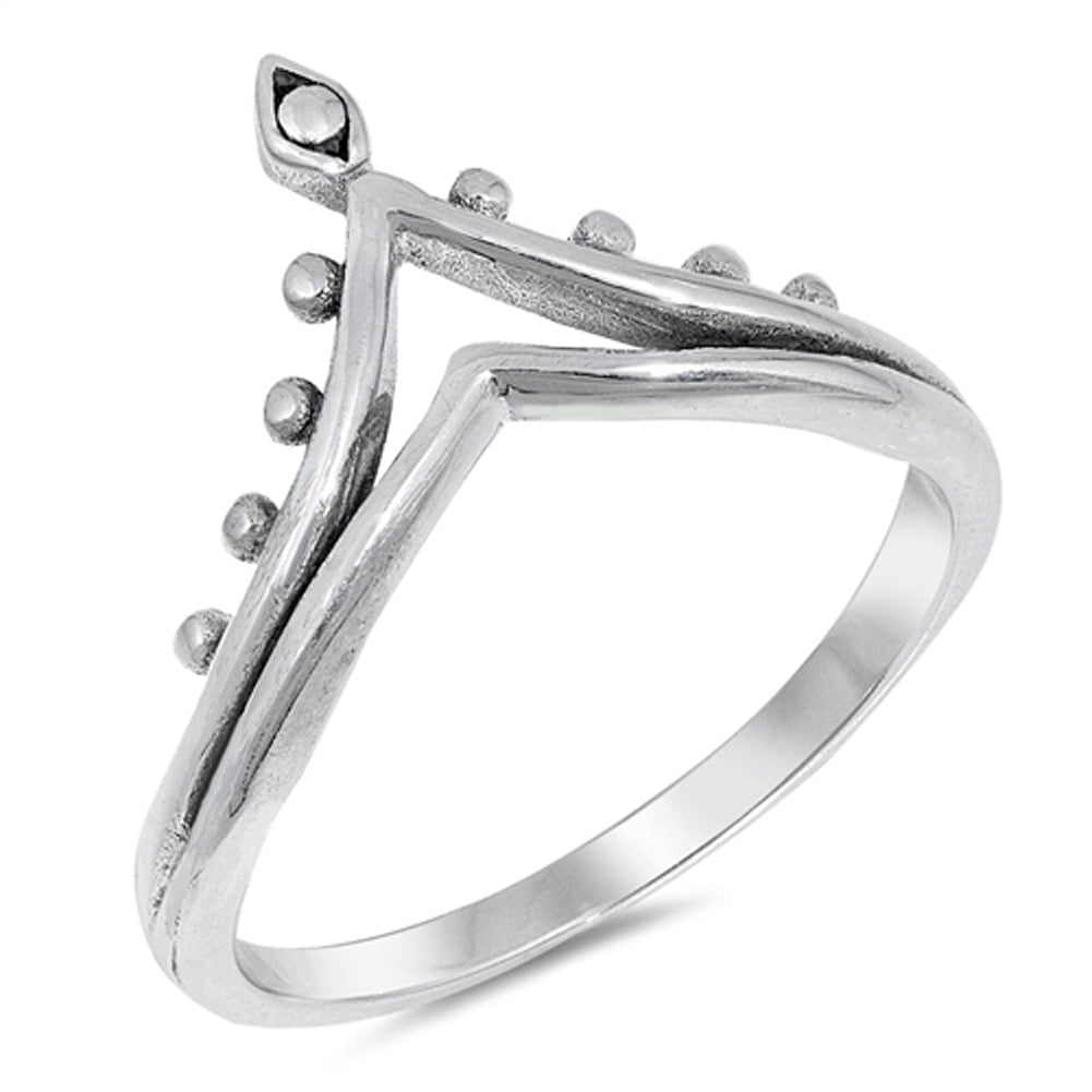 Chevron Crown Tiara Ring New .925 Sterling Silver Princess Thumb Band Sizes 4-10
